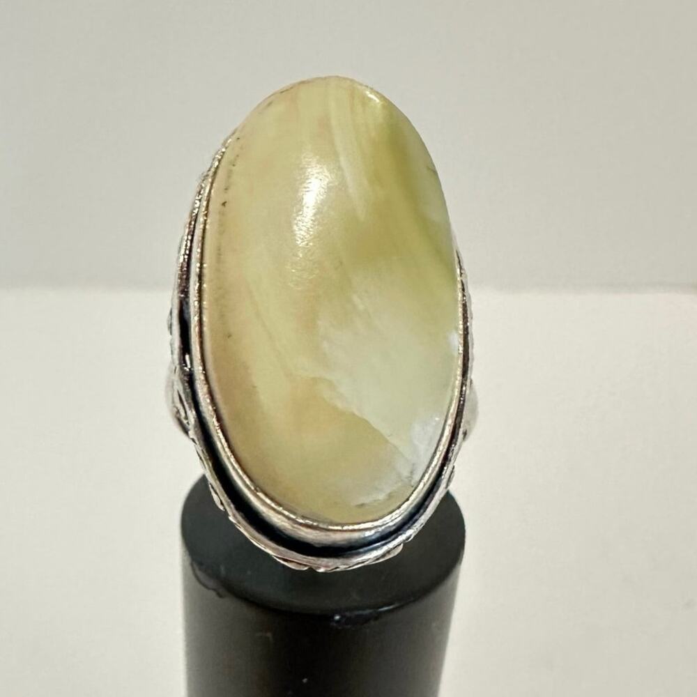 Green‎ Onyx gemstone ring silver overlay size adjustable
